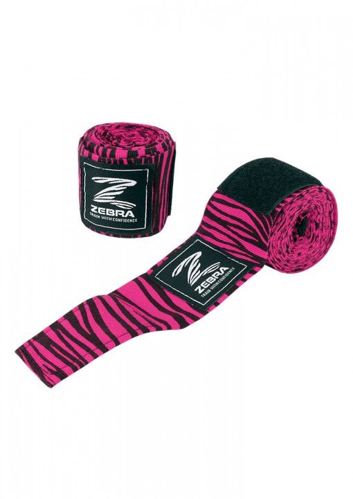 Zebra pamučne bokserske bandaže, ružičasto-crne