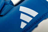 Adidas WKF-approved instep guards, blue