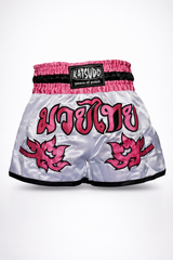 Katsudo pantaloncini da Muay Thai da donna Sabrina, bianco-rosa