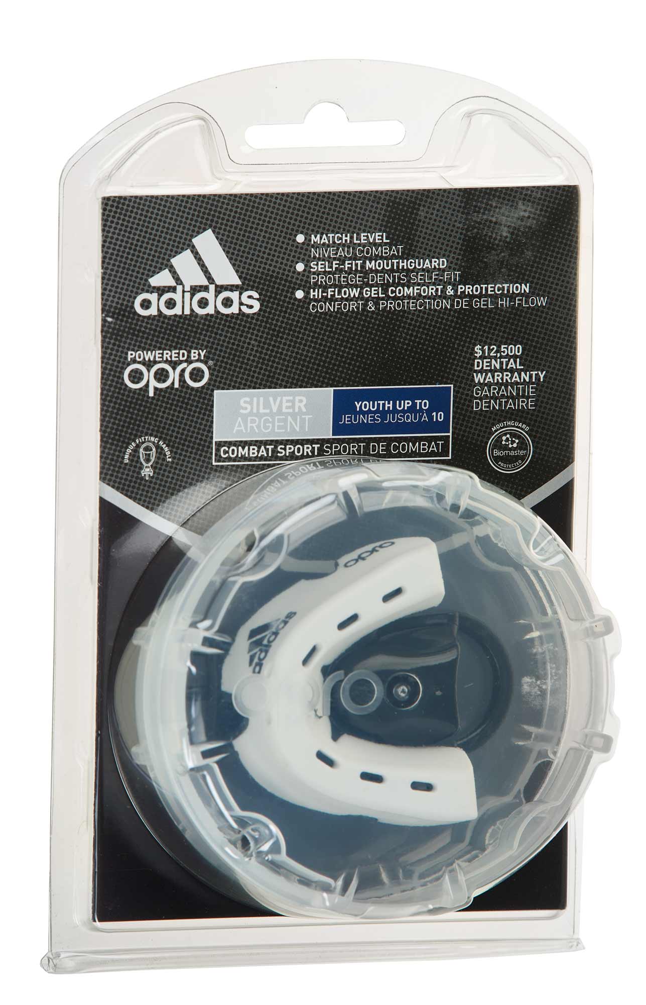 Adidas štitnik za zube 4. generacije Opro Silver, bijelo-crni