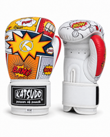Katsudo leather boxing gloves CrushX, white-patterned
